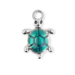 Bedels van Stainless steel Roestvrij staal (RVS) enamel turtle Silver-green