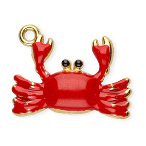 Bedels van Stainless steel Roestvrij staal (RVS) enamel crab Gold-red-black