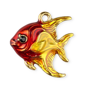 Bedels van Stainless steel Roestvrij staal (RVS) enamel fish Gold red-yellow-black
