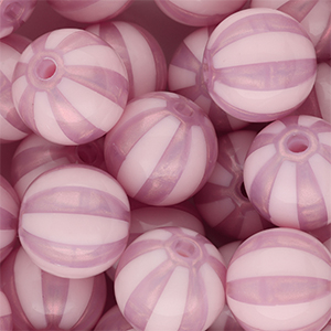 16 mm kralen van DQ&reg; acryl met strepen Vintage pink