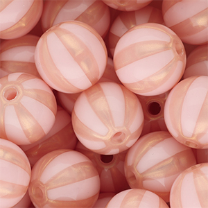 16 mm kralen van DQ&reg; acryl met strepen Light pink-peach pink