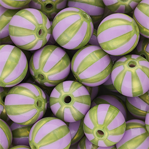 12 mm kralen van DQ&reg; acryl met strepen Purple-olive green