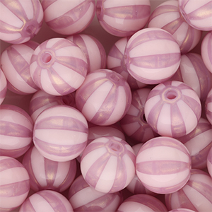 12 mm kralen van DQ&reg; acryl met strepen Vintage pink