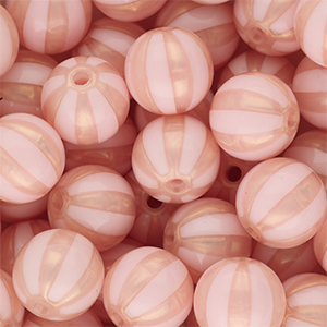 12 mm kralen van DQ&reg; acryl met strepen Light pink-peach pink