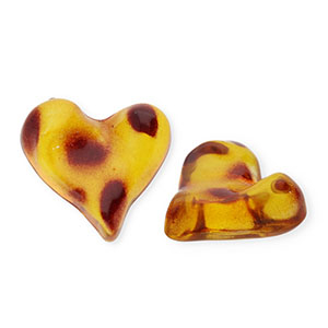 Cabochon van acryl heart with leopard print Amber brown