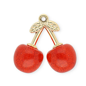 Acryl hangers cherries Gold-red glitter
