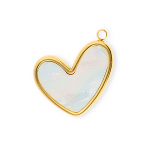 Bedels van Stainless steel Roestvrij staal (RVS) heart Gold-pearl white