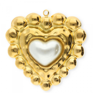 Bedels van Stainless steel Roestvrij staal (RVS) heart Gold-white