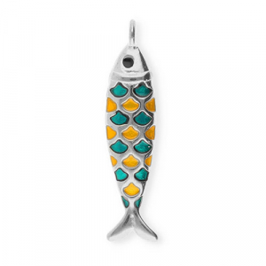 Bedels van Stainless steel Roestvrij staal (RVS) fish Silver-petrol green-orange-black