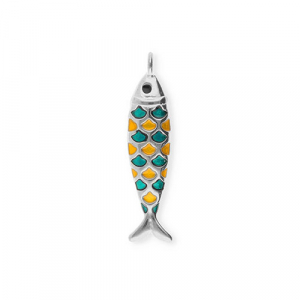 Bedels van Stainless steel Roestvrij staal (RVS) fish Silver-petrol green-orange-black