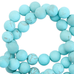 Natuursteen kralen 8mm mat Blue turquoise
