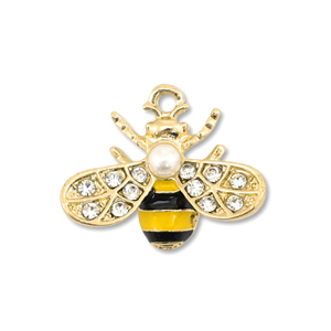 Metaal bedels enamel bee Gold-yellow-black