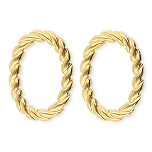 BY31&reg; Oorbellen van Stainless steel Roestvrij staal (RVS) oorstekers oval twisted Gold