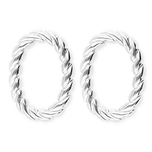 BY31&reg; Oorbellen van Stainless steel Roestvrij staal (RVS) oorstekers oval twisted Silver
