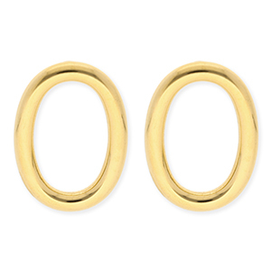 BY31&reg; Oorbellen van Stainless steel Roestvrij staal (RVS) oorstekers oval Gold