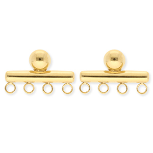 BY31&reg; Benodigdheden van Stainless steel Roestvrij staal (RVS) oorbellen&nbsp;/&nbsp;oorstekers bar with 4 loops Gold