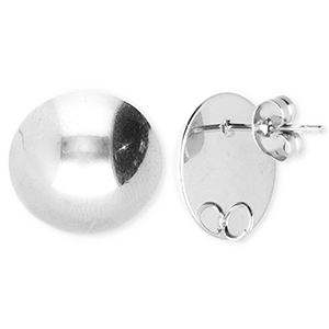 BY31&reg; Benodigdheden van Stainless steel Roestvrij staal (RVS) oorbellen&nbsp;/&nbsp;oorstekers round with loop Silver