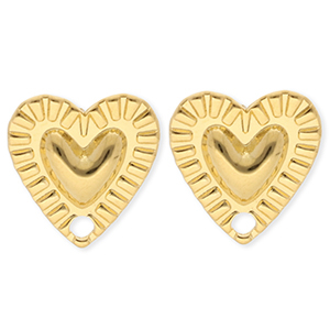 BY31&reg; Benodigdheden van Stainless steel Roestvrij staal (RVS) oorbellen&nbsp;/&nbsp;oorstekers heart with loop Gold