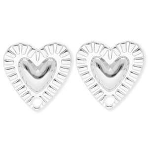 BY31&reg; Benodigdheden van Stainless steel Roestvrij staal (RVS) oorbellen&nbsp;/&nbsp;oorstekers heart with loop Silver