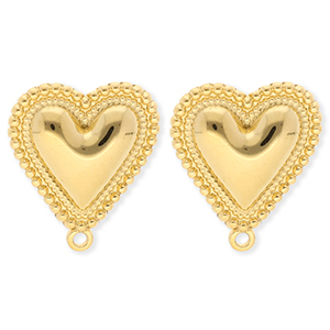 BY31&reg; Benodigdheden van Stainless steel Roestvrij staal (RVS) oorbellen&nbsp;/&nbsp;oorstekers heart with loop Gold