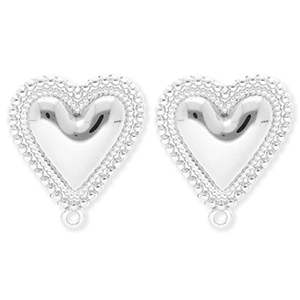 BY31&reg; Benodigdheden van Stainless steel Roestvrij staal (RVS) oorbellen&nbsp;/&nbsp;oorstekers heart with loop Silver