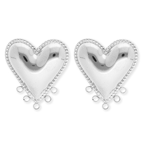 BY31&reg; Benodigdheden van Stainless steel Roestvrij staal (RVS) oorbellen&nbsp;/&nbsp;oorstekers heart with 5 loops Silver
