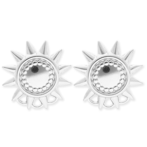 BY31&reg; Benodigdheden van Stainless steel Roestvrij staal (RVS) oorbellen&nbsp;/&nbsp;oorstekers sun with 3 loops Silver