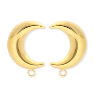 BY31&reg; Benodigdheden van Stainless steel Roestvrij staal (RVS) oorbellen&nbsp;/&nbsp;oorstekers moon with loop Gold