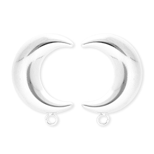 BY31&reg; Benodigdheden van Stainless steel Roestvrij staal (RVS) oorbellen&nbsp;/&nbsp;oorstekers moon with loop Silver