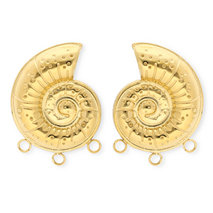BY31&reg; Benodigdheden van Stainless steel Roestvrij staal (RVS) oorbellen&nbsp;/&nbsp;oorstekers shell with 3 loops Gold