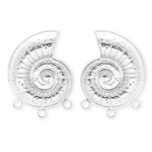 BY31&reg; Benodigdheden van Stainless steel Roestvrij staal (RVS) oorbellen&nbsp;/&nbsp;oorstekers shell with 3 loops Silver