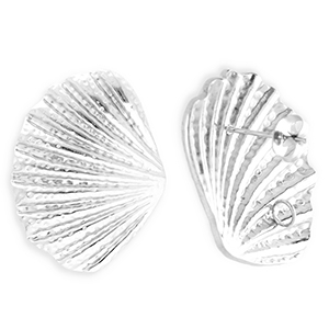 BY31&reg; Benodigdheden van Stainless steel Roestvrij staal (RVS) oorbellen&nbsp;/&nbsp;oorstekers shell with loop Silver