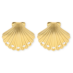 BY31&reg; Benodigdheden van Stainless steel Roestvrij staal (RVS) oorbellen&nbsp;/&nbsp;oorstekers shell with 5 loops Gold