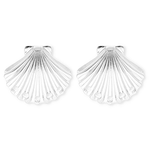 BY31&reg; Benodigdheden van Stainless steel Roestvrij staal (RVS) oorbellen&nbsp;/&nbsp;oorstekers shell with 5 loops Silver