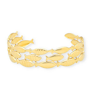 Armbanden van Stainless steel Roestvrij staal (RVS) bangle fish Gold