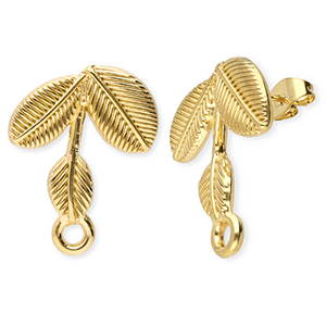 Benodigdheden van Stainless steel Roestvrij staal (RVS) oorbellen / oorsteker leafs with loop Gold