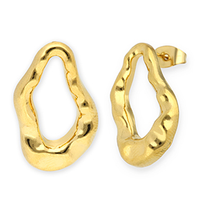 Oorbellen van Stainless steel Roestvrij staal (RVS) oorsteker drop Gold