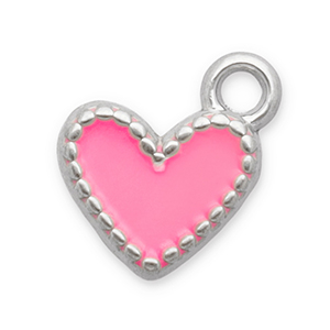 Bedels van Stainless steel Roestvrij staal (RVS) heart Silver-pink