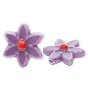 Keramiek kraal flower Dark mauve