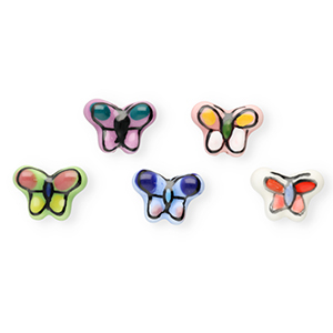 Keramiek kraal butterfly Multicolour