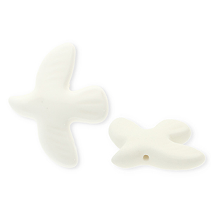 Keramiek kraal bird White