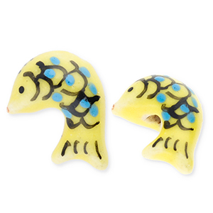 Keramiek kraal fish Yellow-blue-black