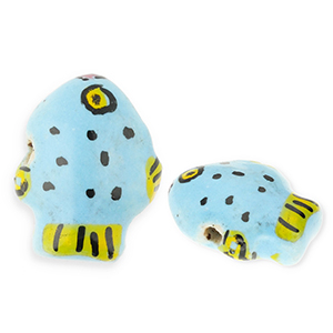 Keramiek kraal fish Blue-yellow-black