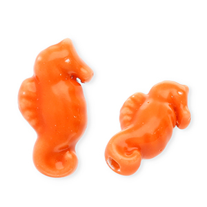 Keramiek kraal seahorse Dark orange