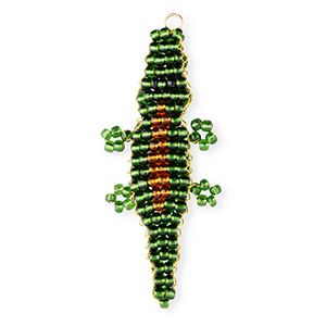 BY31&reg; Bedel van glaskralen crocodile Dark green-amber brown-black-gold