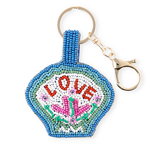Sleutelhangers shell "LOVE" Gold-blue-green-white-red