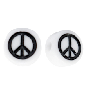 Acryl letterkralen peace White-black