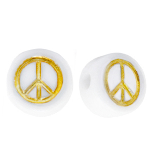 Acryl letterkralen peace White-gold