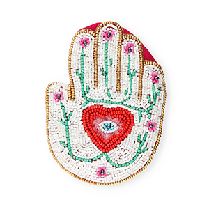 Portemonnee hand with Eye of Providence Gold-white-fuchsia-red-green