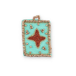Handgemaakte bedels van stof star Turquoise-brown-gold